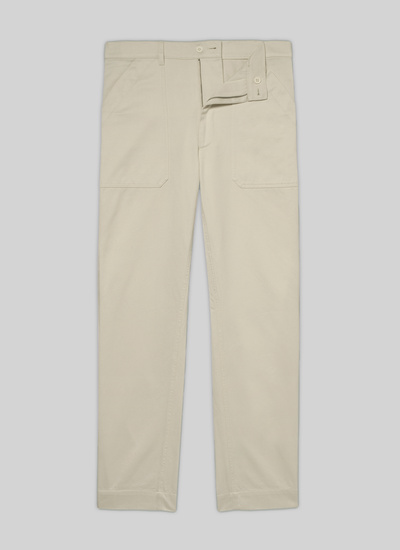 Men's white, ecru cotton trousers Fursac - P3VAGO-VP07-02