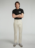 Ecru cotton gabardine cargo trousers - P3VAGO-VP07-02