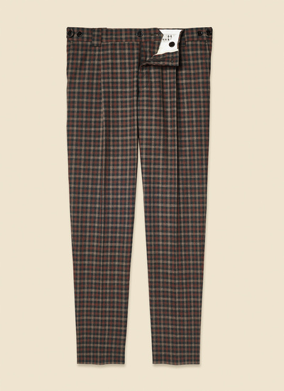 Men's red, bordeaux wool, cotton and linen trousers Fursac - P3RUSS-SX15-40