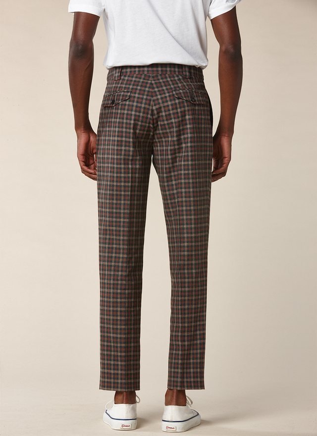 Men's green and terracotta checks trousers Fursac - P3RUSS-SX15-40