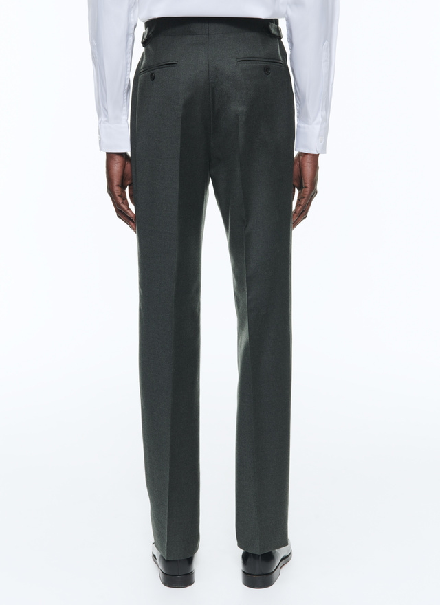Men's green virgin wool flannel trousers Fursac - P3AXIN-CC65-H013