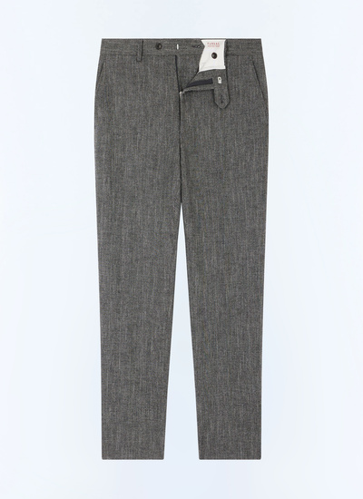 Men's grey - herringbone pattern trousers Fursac - P3ETAN-CX40-B022