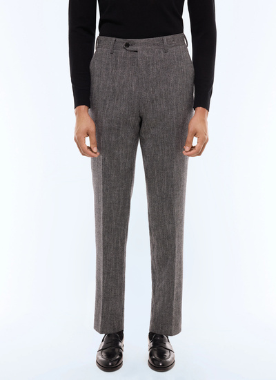 Men's trousers grey virgin wool, cotton and linen serge Fursac - P3ETAN-CX40-B022