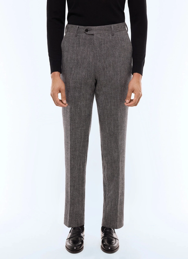 Men's trousers grey virgin wool, cotton and linen serge Fursac - P3ETAN-CX40-B022
