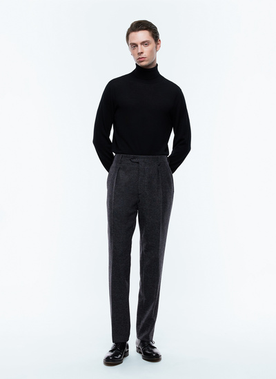 Men's trousers grey virgin wool tweed Fursac - P3ELLO-EX09-B021