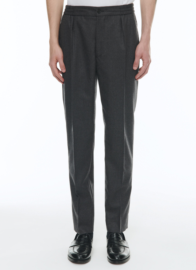 Men's trousers grey blended virgin wool flannel Fursac - P3CVOK-OC55-22