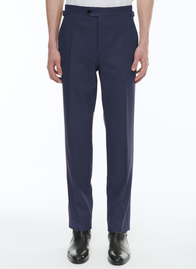 Men's trousers ink blue virgin wool flannel Fursac - P3AXIN-CC65-D029