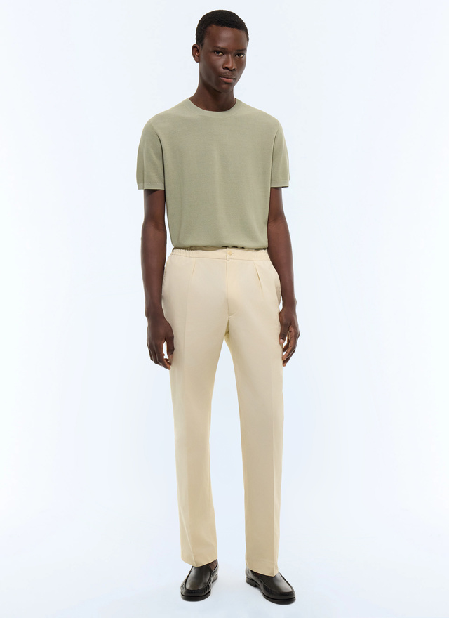 Men's trousers ivory organic cotton gabardine Fursac - P3CVOK-JP02-A004