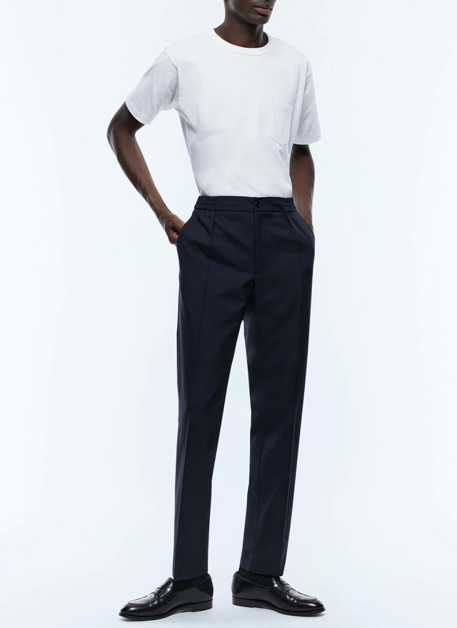 Men's trousers navy blue certified virgin wool canvas Fursac - P3CVOK-BV01-30