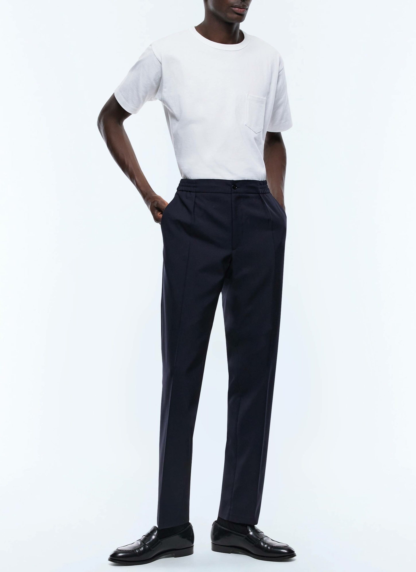 Men's trousers navy blue certified virgin wool canvas Fursac - P3CVOK-BV01-30