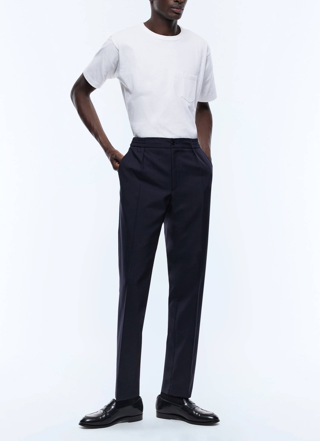 Men's trousers navy blue virgin wool and elastane crepe Fursac - P3CVOK-VC07-30