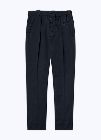 Men's blue, navy blue cotton gabardine trousers Fursac - P3DCNO-DP03-D030