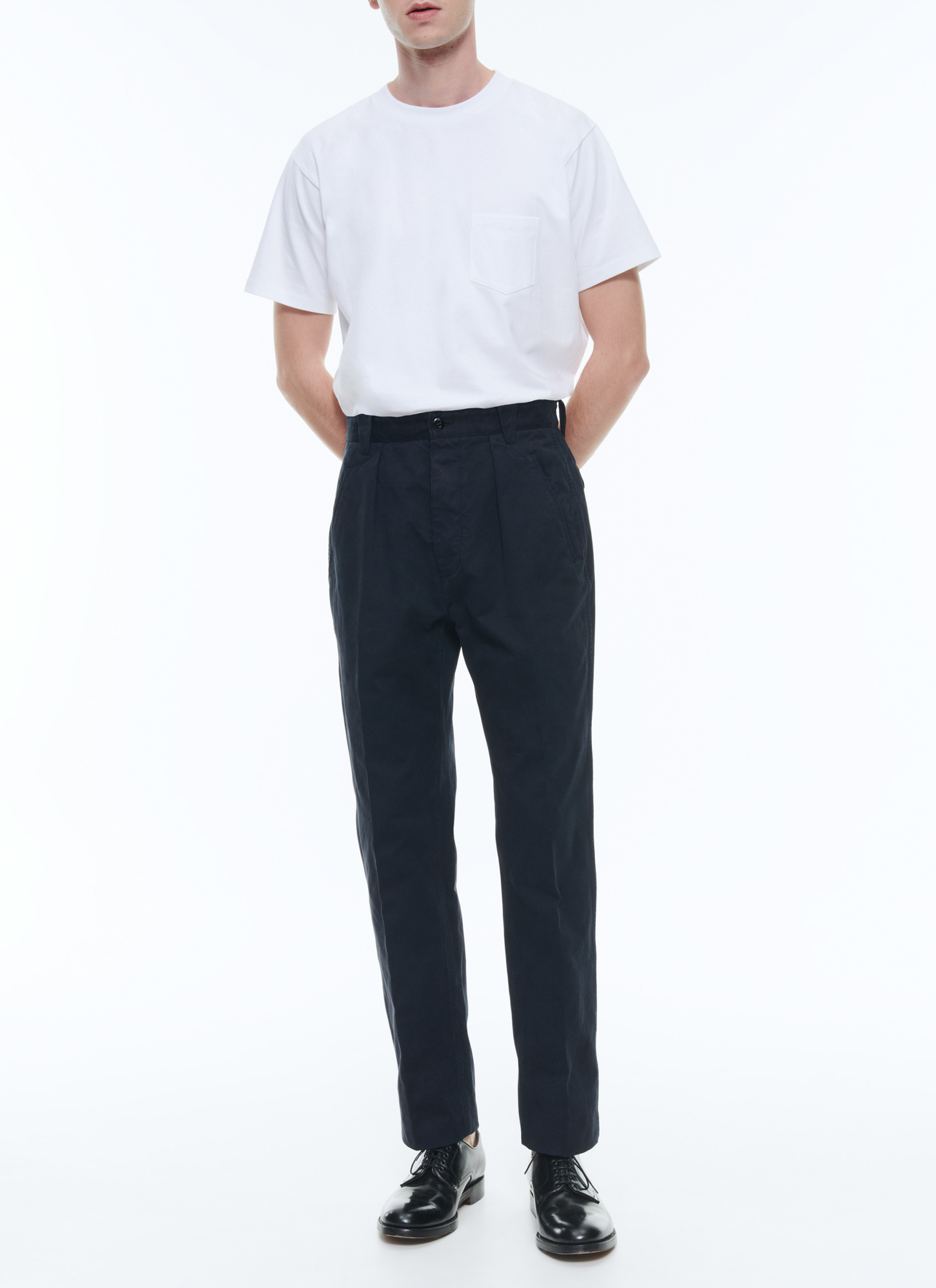 Men's trousers navy blue cotton gabardine Fursac - P3DCNO-DP03-D030