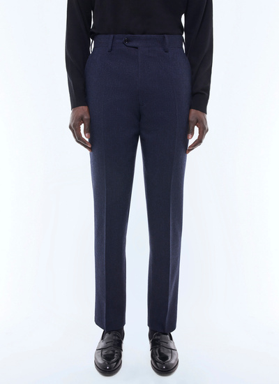 Men's trousers navy blue virgin wool, cotton and linen Fursac - P3ETAN-CX40-D030