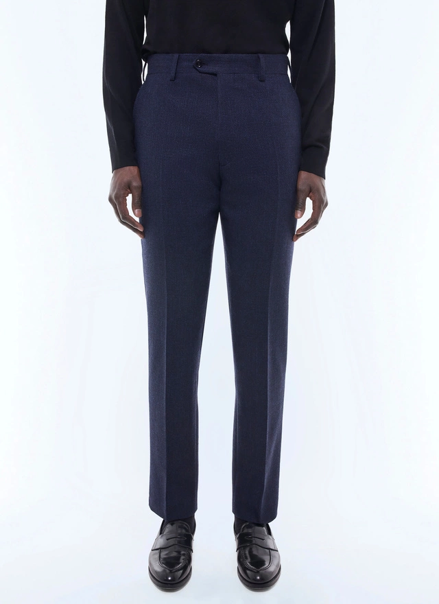 Men's trousers navy blue virgin wool, cotton and linen Fursac - P3ETAN-CX40-D030