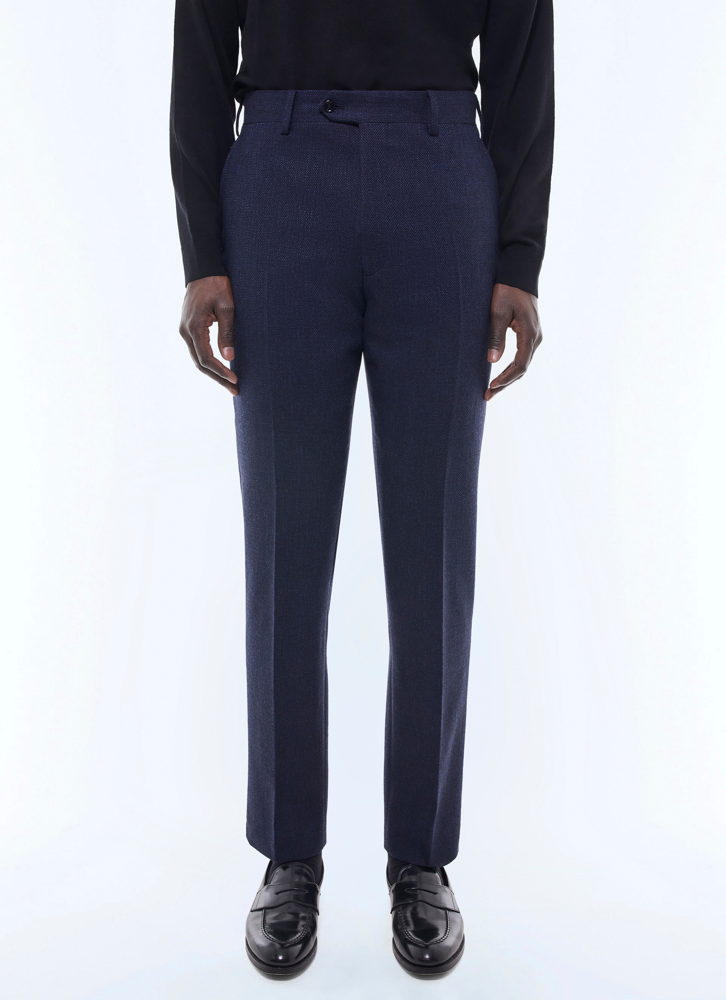 Men's trousers navy blue virgin wool, cotton and linen Fursac - P3ETAN-CX40-D030