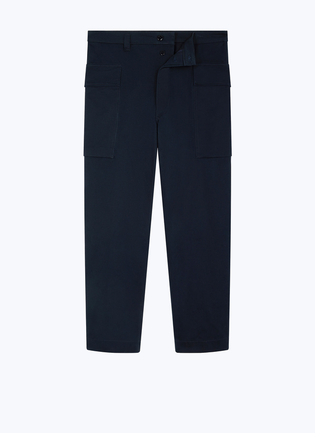 Men's blue, navy blue cotton twill trousers Fursac - P3EVON-DP03-D030