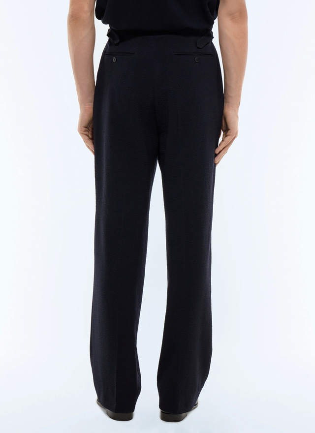 Men's certified virgin wool seersucker crepe effect trousers Fursac - P3EXIN-JX04-D030