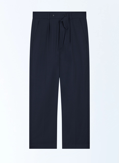 Men's blue, navy blue wool canvas trousers Fursac - P3FROG-FX04-D030