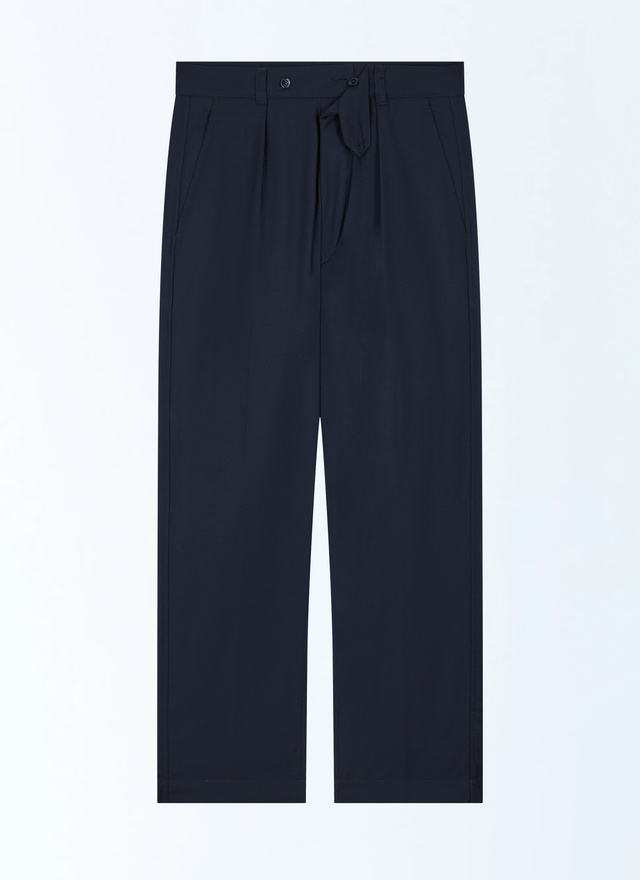 Men's blue, navy blue wool canvas trousers Fursac - P3FROG-FX04-D030