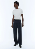 Pleated wide-leg wool canvas pants - P3FROG-FX04-D030