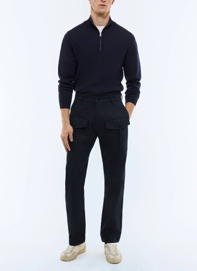 Men's trousers navy blue cotton twill Fursac - P3GAGO-FP03-D030