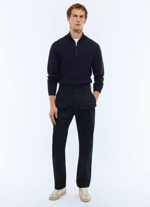 Men's trousers navy blue cotton twill Fursac - P3GAGO-FP03-D030