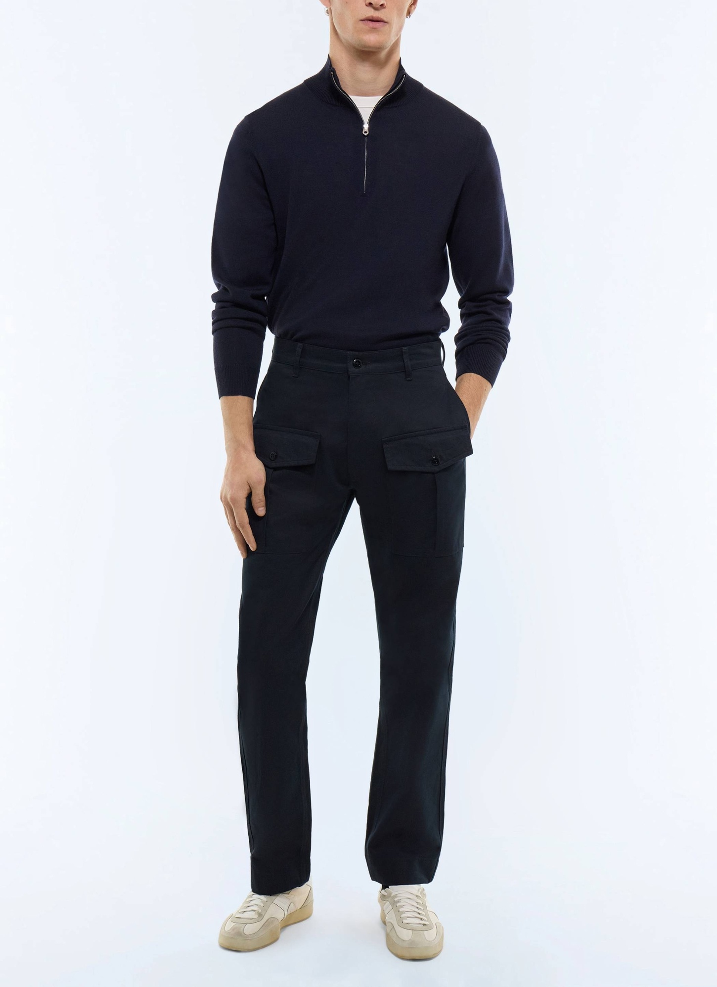 Men's trousers navy blue cotton twill Fursac - P3GAGO-FP03-D030