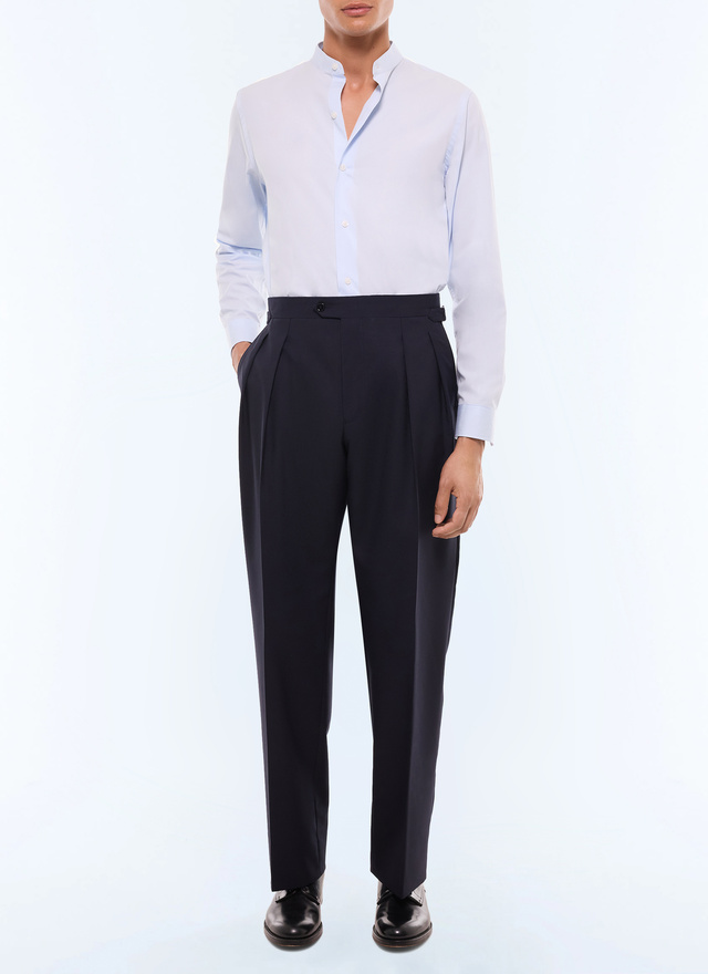 Men's trousers navy blue certified virgin wool canvas Fursac - P3GARG-BV01-30