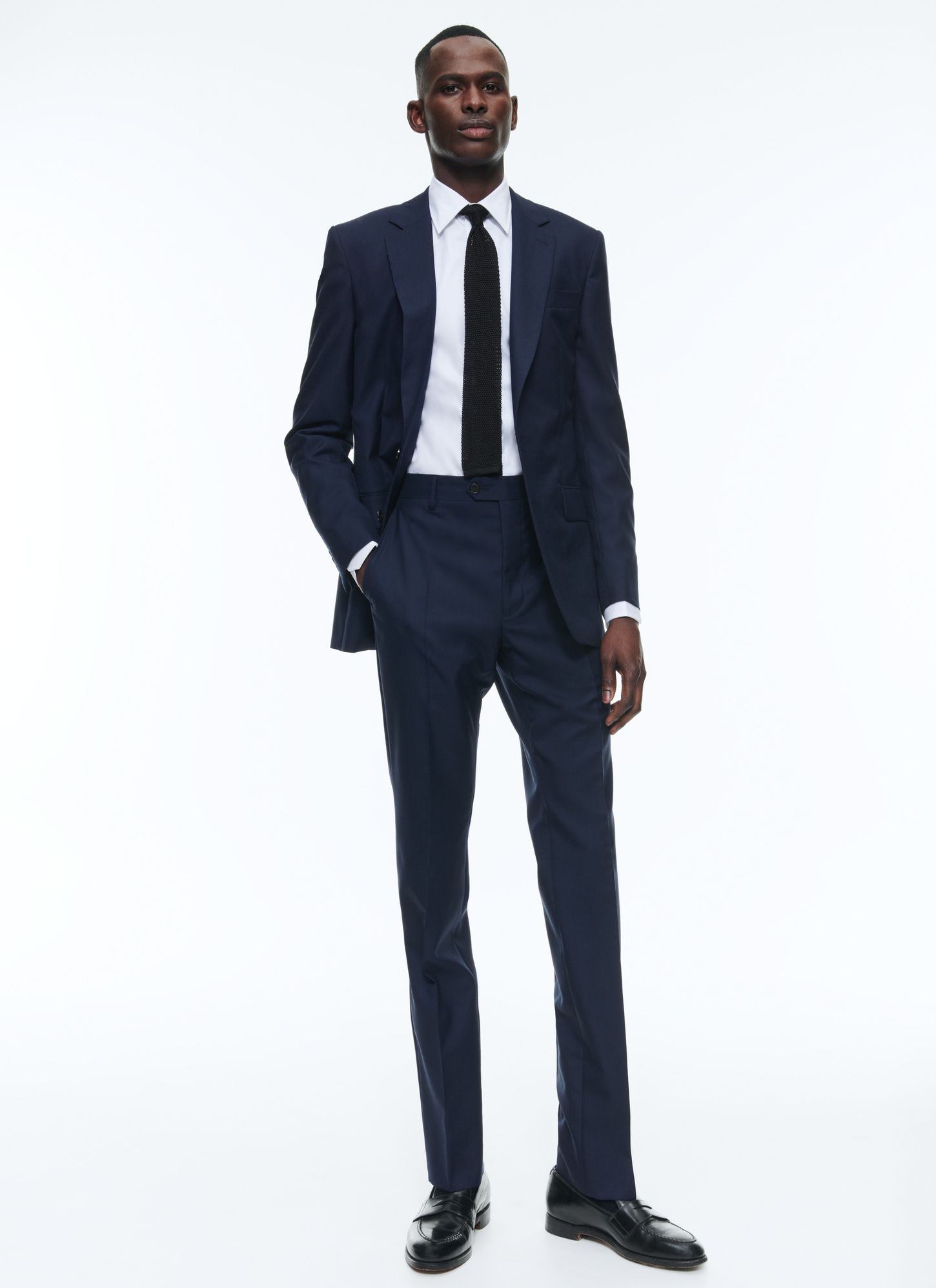 Men's trousers navy blue fresco virgin wool canvas Fursac - P3VOXA-DC51-D031