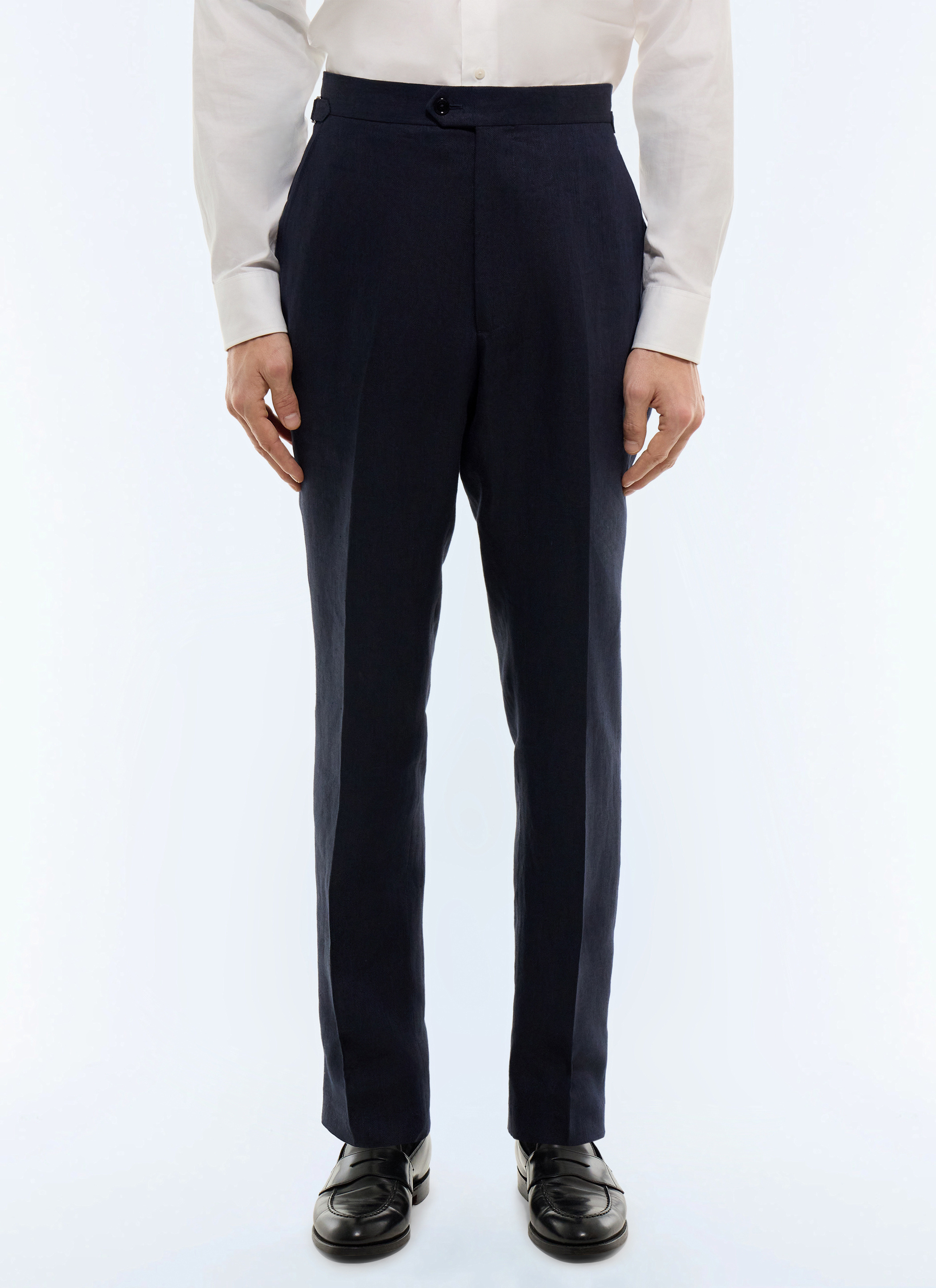FURSAC - Fitted-leg herringbone linen pants - Men - Size 48 - Blue, Navy blue - Wedding - Ceremony Collection