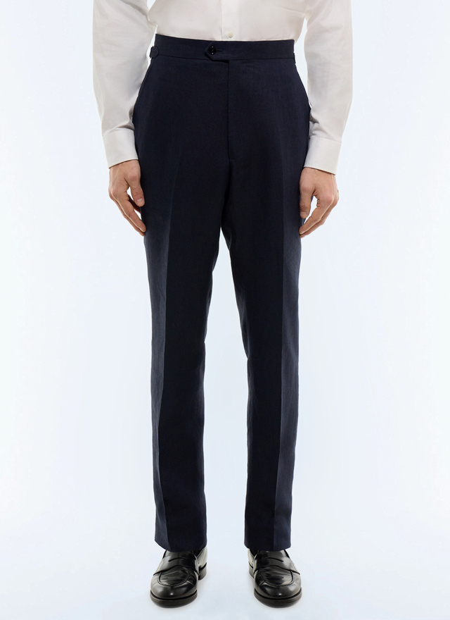 Men's trousers navy blue certified linen Fursac - P3EXIN-JX02-D030
