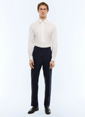 Fitted-leg herringbone linen pants - P3EXIN-JX02-D030