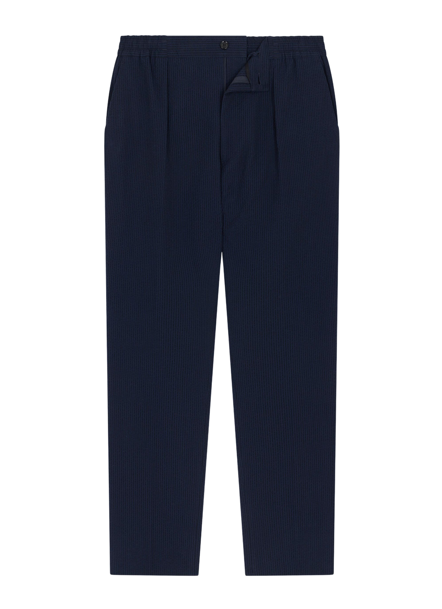 Men's blue, navy blue organic cotton seersucker trousers Fursac - P3CVOK-LX15-D030