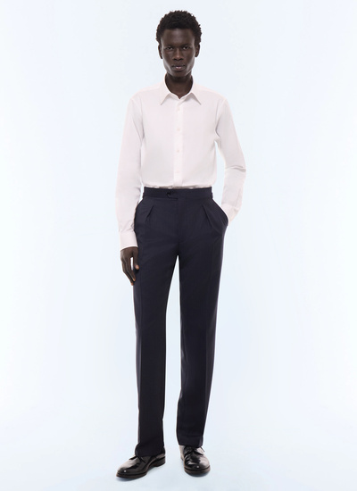 Men's trousers navy main fabric: 100% virgin woolwaistband lining: 58% polyester, 42% cottonleg lining: 100% polyesterpocket lining: 58% polyester, 42% cotton Fursac - P3GOHA-LC21-D030