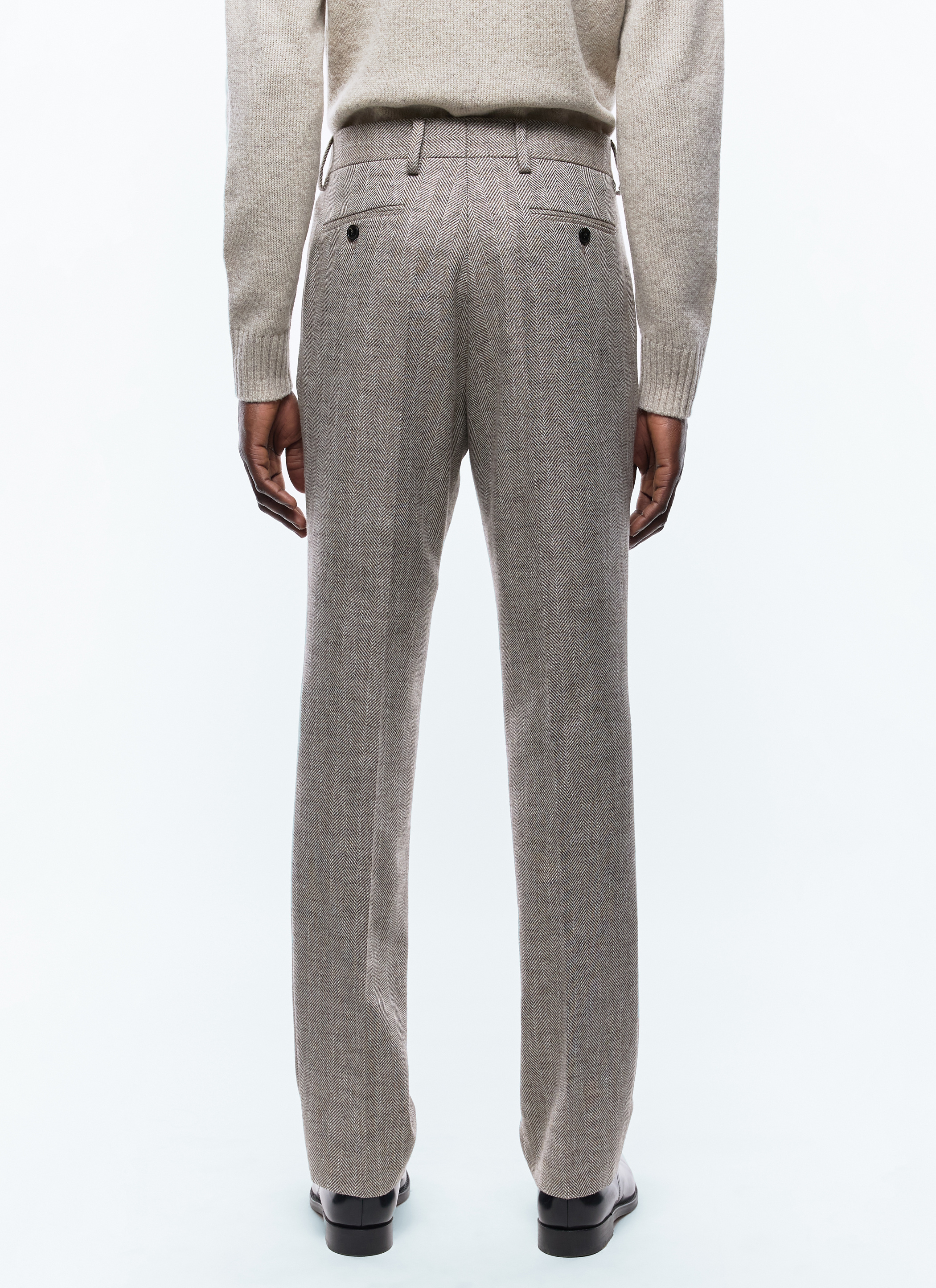 Wool fitted trousers with herringbone