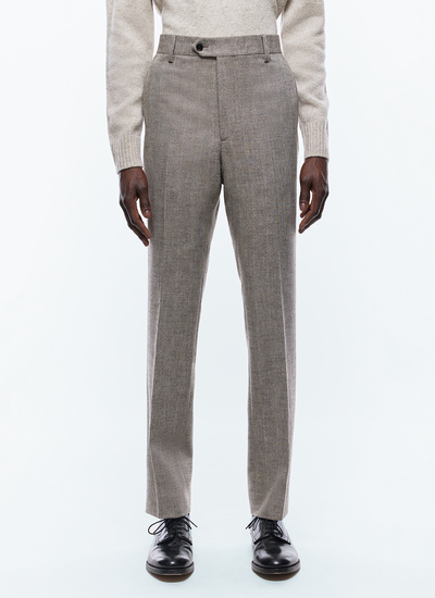 Men's trousers string-like beige virgin wool, cotton and linen Fursac - P3BATE-CX40-A006