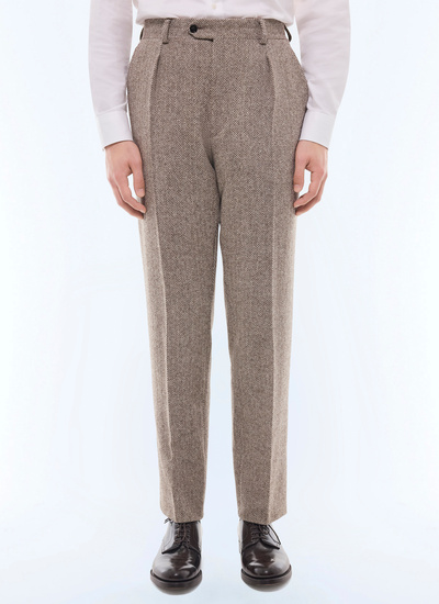 Men's trousers taupe beige virgin wool Fursac - P3GALO-GX02-G018