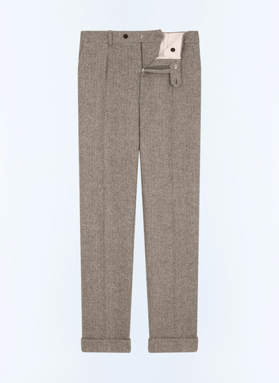 Men's beige, ecru virgin wool trousers Fursac - P3GALO-GX02-G018