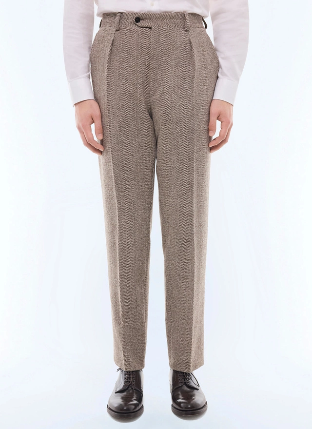Men's trousers taupe beige virgin wool Fursac - P3GALO-GX02-G018