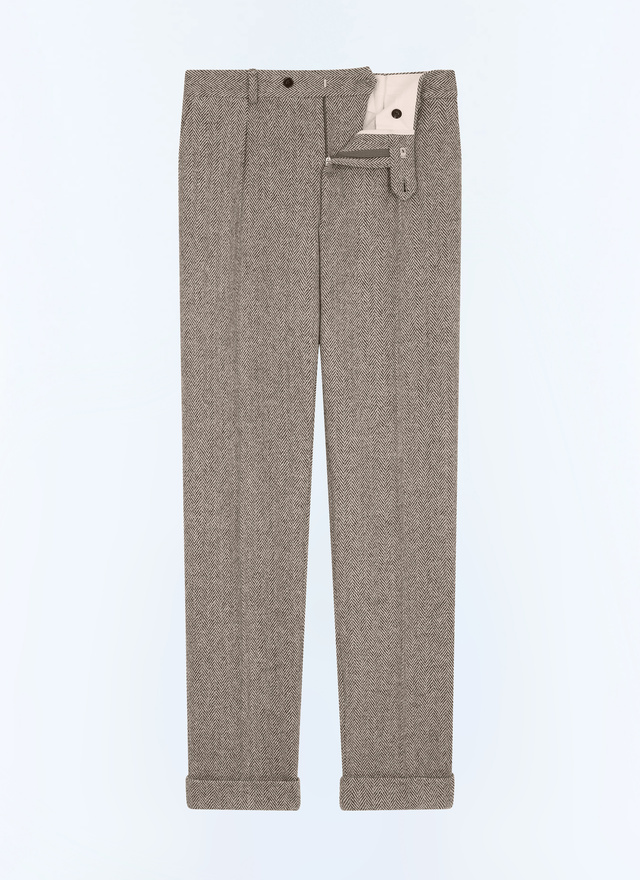 Men's beige, ecru virgin wool trousers Fursac - P3GALO-GX02-G018