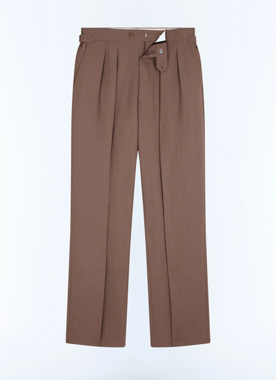 Men's brown virgin wool and mohair ripstop weaved trousers Fursac - P3GARG-JC20-G014