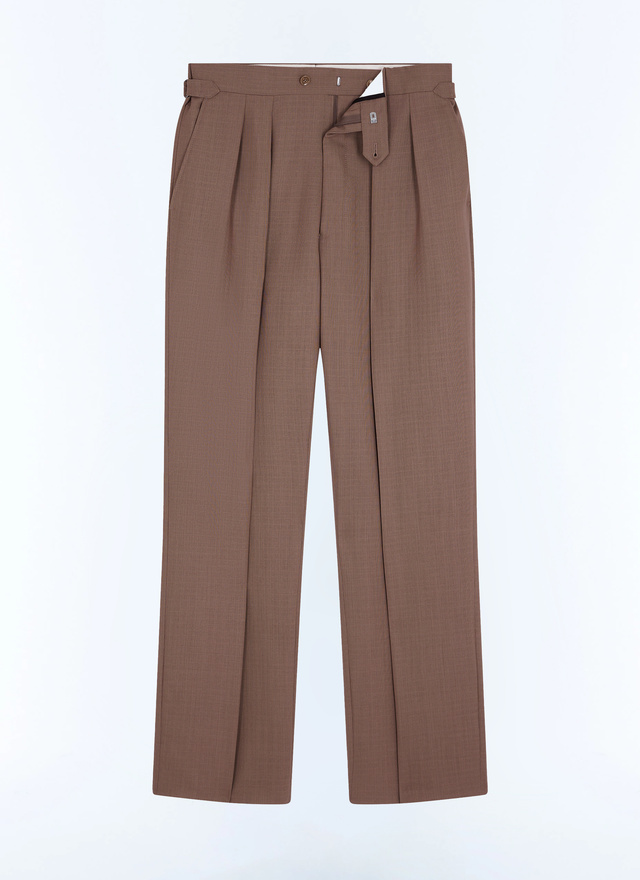 Men's brown virgin wool and mohair ripstop weaved trousers Fursac - P3GARG-JC20-G014