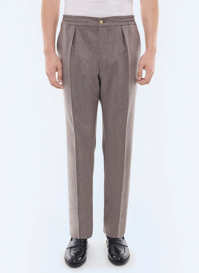 Men's trousers taupe brown certified wool flannel Fursac - P3CVOK-EC29-G015