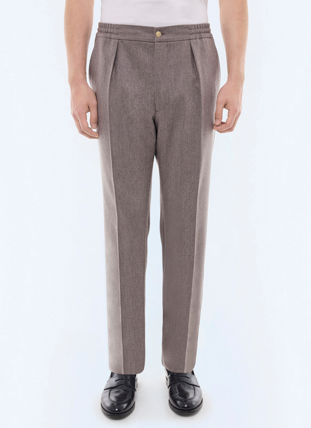 Men's trousers taupe brown certified wool flannel Fursac - P3CVOK-EC29-G015