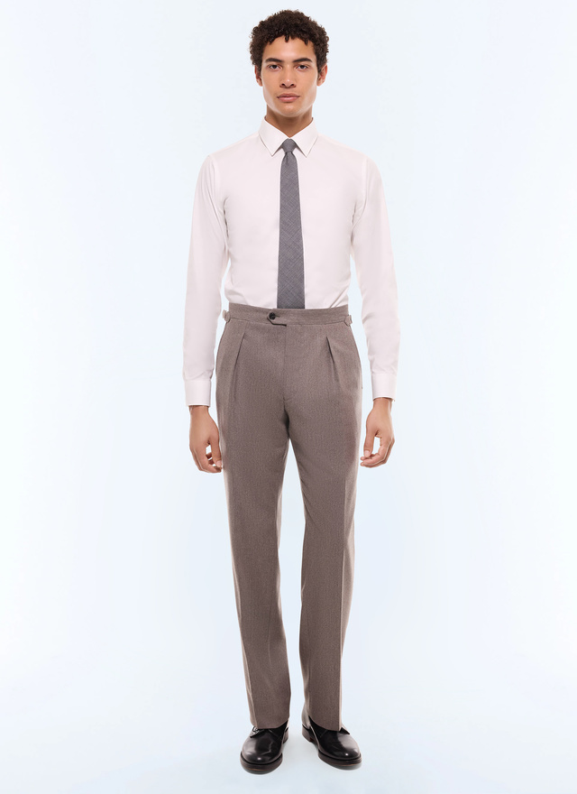 Men's trousers taupe brown certified wool flannel Fursac - P3GOHA-EC29-G015