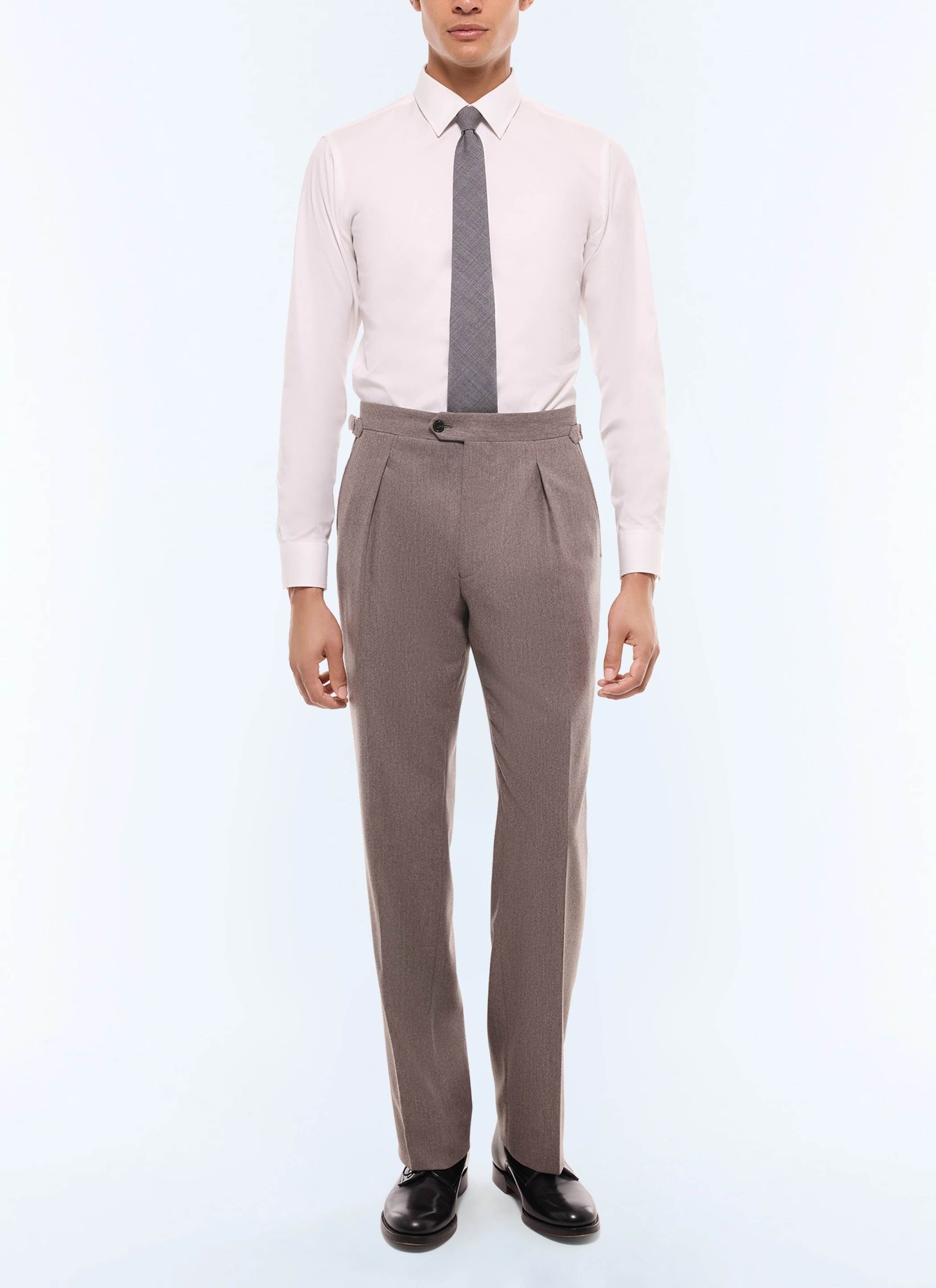 Men's trousers taupe brown certified wool flannel Fursac - P3GOHA-EC29-G015