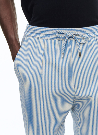 Men's white and blue stripes trousers Fursac - P3VOKY-BX05-34