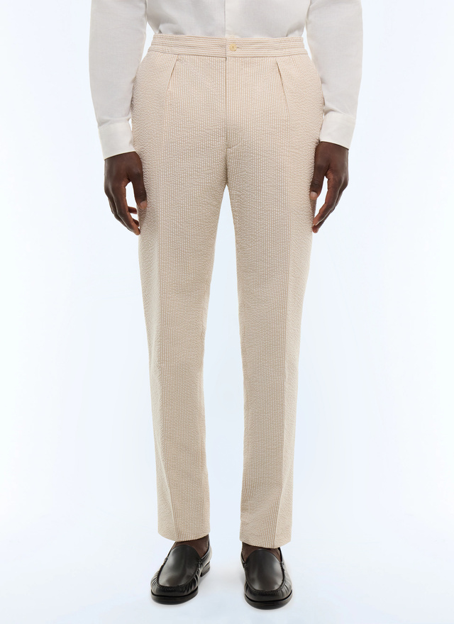 Men's trousers white organic cotton seersucker Fursac - P3CVOK-LX15-A008