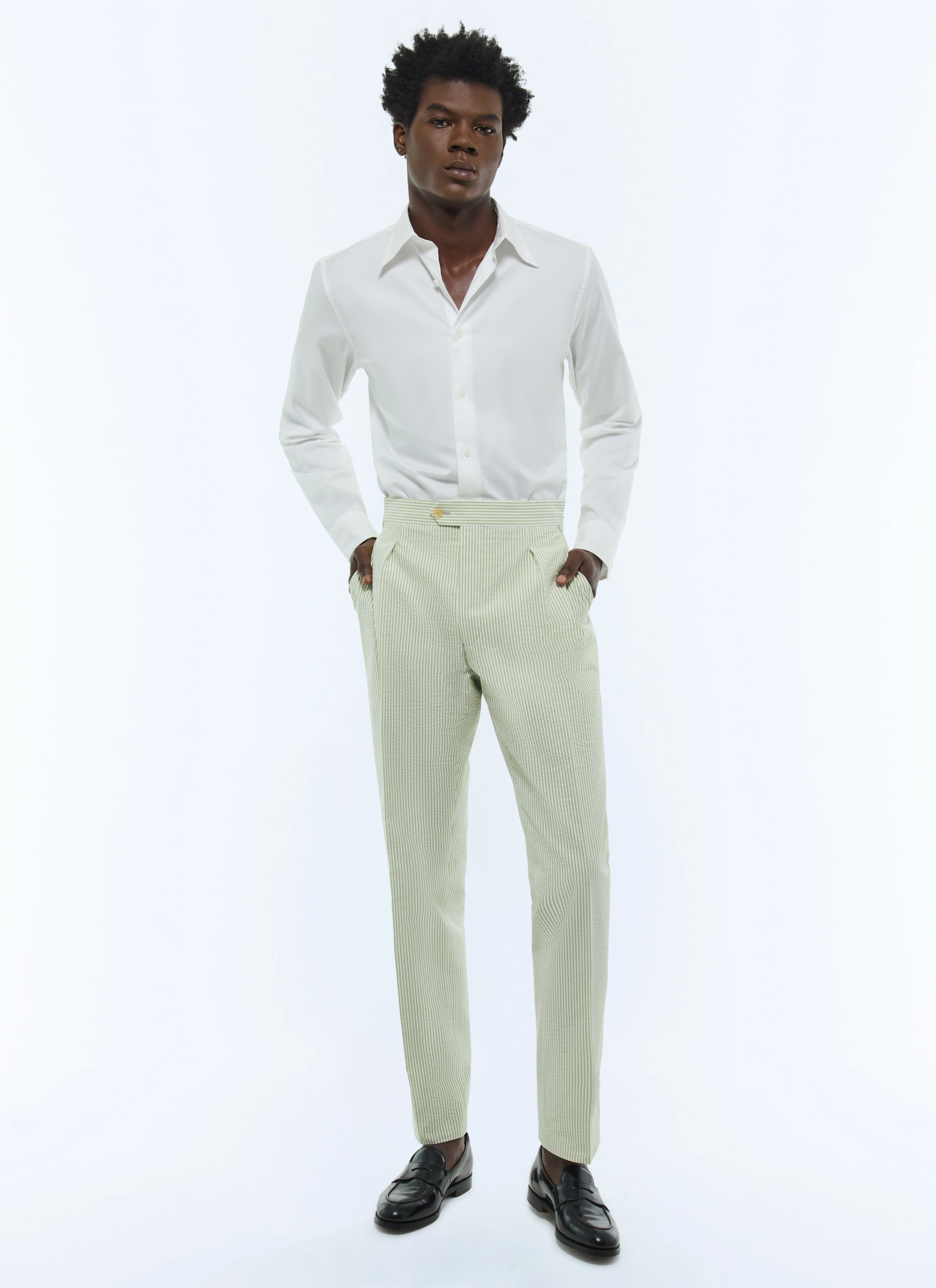 White - Green stripes trousers P3FASA-FX01-H004 - Men's trousers